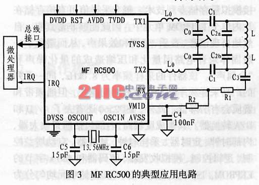 MF RC500的典型應(yīng)用電路